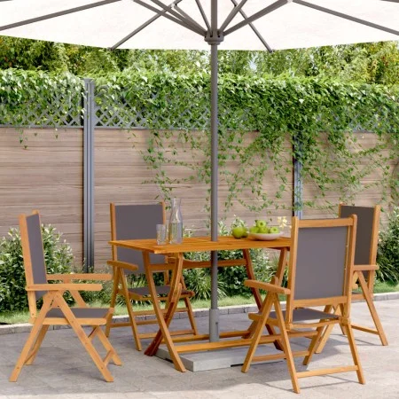 Sillas de jardín reclinables 4 uds tela madera maciza antracita by , Garden chairs - Ref: Foro24-3214541, Price: 288,68 €, Di...