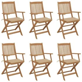 Faltbare Gartenstühle 6 Stk. und Kissen aus massivem Akazienholz von , Gartenstühle - Ref: Foro24-3074943, Preis: 347,79 €, R...