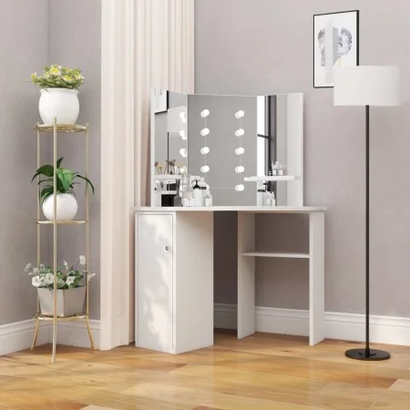 Corner Dressing Table Makeup Table with White LED Light by vidaXL, Bedroom Dressers - Ref: Foro24-288450, Price: 170,99 €, Di...