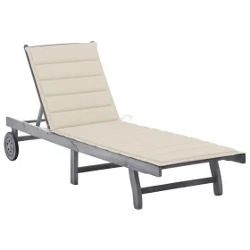 Garden sun lounger with solid acacia wood cushion in grey by , Loungers - Ref: Foro24-3061362, Price: 197,46 €, Discount: %