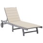 Garden sun lounger with solid acacia wood cushion in grey by , Loungers - Ref: Foro24-3061362, Price: 204,36 €, Discount: %
