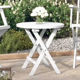 Folding garden table solid white acacia wood Ø 46 cm by , Garden tables - Ref: Foro24-312117, Price: 53,60 €, Discount: %