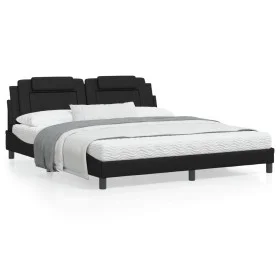 Bed frame with synthetic leather headboard black 180x200cm by , Beds and slatted bases - Ref: Foro24-3208110, Price: 233,92 €...