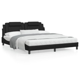 Bettgestell mit Kopfteil aus schwarzem Kunstleder 180x200cm von , Betten und Lattenroste - Ref: Foro24-3208110, Preis: 235,21...