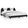 Bed frame with black and white synthetic leather headboard by , Beds and slatted bases - Ref: Foro24-3208115, Price: 236,40 €...