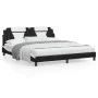 Bed frame with black and white synthetic leather headboard by , Beds and slatted bases - Ref: Foro24-3208115, Price: 232,30 €...