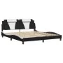 Bed frame with black and white synthetic leather headboard by , Beds and slatted bases - Ref: Foro24-3208115, Price: 232,30 €...