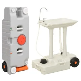 Lavabo para camping con depósito de agua con ruedas gris by , Portable water purifiers and filters - Ref: Foro24-3186679, Pri...
