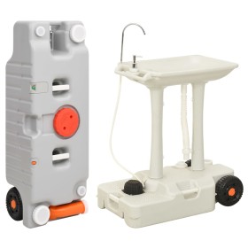 Lavabo para camping con depósito de agua con ruedas gris von , Tragbare Wasserreiniger und Filter - Ref: Foro24-3186679, Prei...