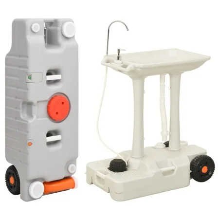 Lavabo para camping con depósito de agua con ruedas gris by , Portable water purifiers and filters - Ref: Foro24-3186679, Pri...