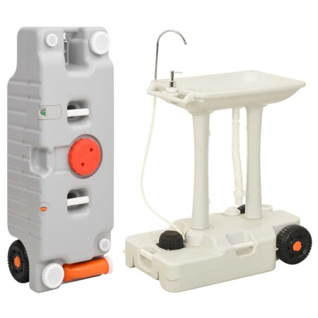 Lavabo para camping con depósito de agua con ruedas gris von , Tragbare Wasserreiniger und Filter - Ref: Foro24-3186679, Prei...