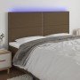 Cabecero con luces LED tela marrón oscuro 180x5x118/128 cm en Cabeceros y pies de cama | Comprar online en Foro24