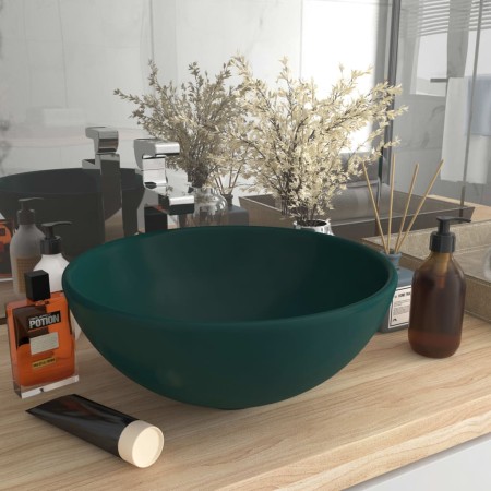 Matte dark green ceramic round luxury washbasin 32.5x14 cm by vidaXL, Sinks - Ref: Foro24-146970, Price: 69,93 €, Discount: %