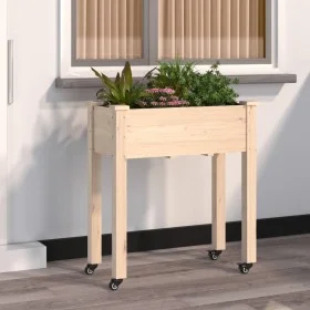 Pflanzkübel mit Futter und Rädern aus massiver Fichte 71x37x80 cm von , Töpfe und Pflanzgefäße - Ref: Foro24-3157823, Preis: ...