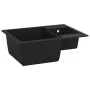 Double sink kitchen with overflow black granite by vidaXL, Sinks - Ref: Foro24-147085, Price: 177,49 €, Discount: %