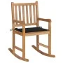 Silla mecedora de madera maciza de teca con cojín negro de , Sillas de jardín - Ref: Foro24-3062764, Precio: 165,52 €, Descue...