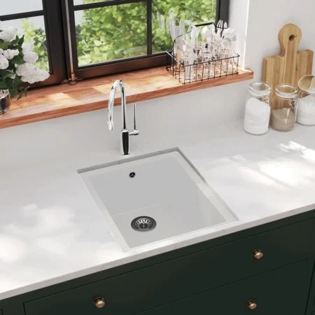 Kitchen sink with white granite overflow by vidaXL, Sinks - Ref: Foro24-147076, Price: 168,52 €, Discount: %