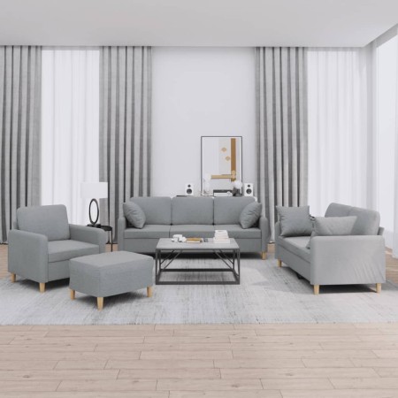 Set of sofas with 4 light gray fabric cushions by , Sofas - Ref: Foro24-3202078, Price: 747,77 €, Discount: %