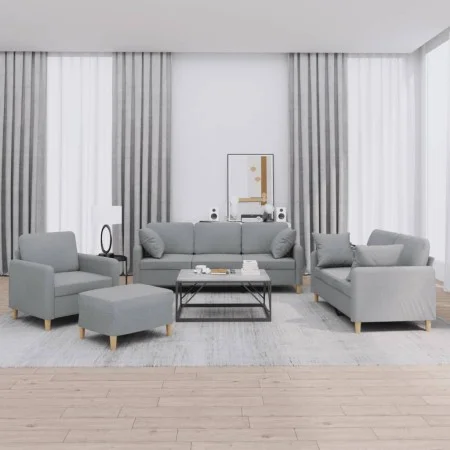 Set of sofas with 4 light gray fabric cushions by , Sofas - Ref: Foro24-3202078, Price: 672,31 €, Discount: %