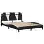 Estructura cama cabecero cuero sintético negro blanco 140x200cm de , Camas y somieres - Ref: Foro24-3208101, Precio: 197,51 €...