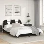 Bed frame structure with black and white synthetic leather headboard 140x200cm. by , Beds and slatted bases - Ref: Foro24-320...