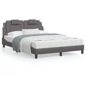 Bettgestell mit Kopfteil aus grauem Kunstleder 140x200cm von , Betten und Lattenroste - Ref: Foro24-3208099, Preis: 189,98 €,...