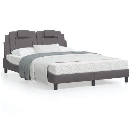 Bettgestell mit Kopfteil aus grauem Kunstleder 140x200cm von , Betten und Lattenroste - Ref: Foro24-3208099, Preis: 189,98 €,...