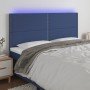 Cabecero con luces LED tela azul 200x5x118/128 cm en Cabeceros y pies de cama | Comprar online en Foro24