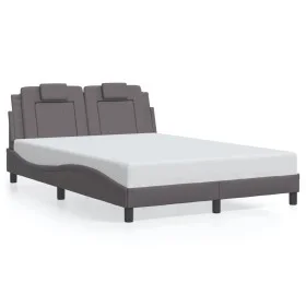 Bed frame with LED lights in gray synthetic leather 140x200 cm by , Beds and slatted bases - Ref: Foro24-3214025, Price: 197,...