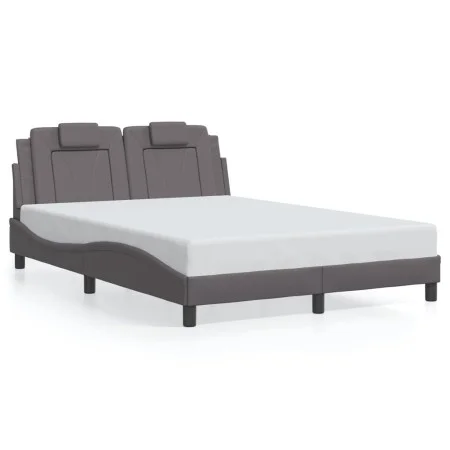 Bed frame with LED lights in gray synthetic leather 140x200 cm by , Beds and slatted bases - Ref: Foro24-3214025, Price: 197,...