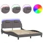 Bed frame with LED lights in gray synthetic leather 140x200 cm by , Beds and slatted bases - Ref: Foro24-3214025, Price: 197,...
