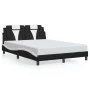 Estructura cama con LED cuero sintético negro blanco 140x200 cm de , Camas y somieres - Ref: Foro24-3214027, Precio: 202,87 €...