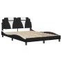 Bed frame with LED lights, black and white synthetic leather, 140x200 cm. by , Beds and slatted bases - Ref: Foro24-3214027, ...