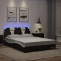 Bed frame with LED lights, black and white synthetic leather, 140x200 cm. by , Beds and slatted bases - Ref: Foro24-3214027, ...