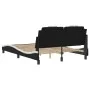 Bed frame with LED lights, black and white synthetic leather, 140x200 cm. by , Beds and slatted bases - Ref: Foro24-3214027, ...