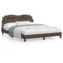 Bed frame with LED lights, brown PE leather, 160x200 cm. by , Beds and slatted bases - Ref: Foro24-3214031, Price: 245,44 €, ...
