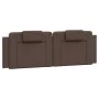 Bed frame with LED lights, brown PE leather, 160x200 cm. by , Beds and slatted bases - Ref: Foro24-3214031, Price: 245,44 €, ...