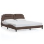 Bed frame with LED lights in brown synthetic leather 180x200 cm by , Beds and slatted bases - Ref: Foro24-3214038, Price: 212...
