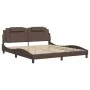 Bed frame with LED lights in brown synthetic leather 180x200 cm by , Beds and slatted bases - Ref: Foro24-3214038, Price: 244...