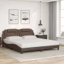 Bed frame with LED lights in brown synthetic leather 180x200 cm by , Beds and slatted bases - Ref: Foro24-3214038, Price: 244...