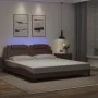 Bed frame with LED lights in brown synthetic leather 180x200 cm by , Beds and slatted bases - Ref: Foro24-3214038, Price: 244...