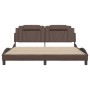 Bed frame with LED lights in brown synthetic leather 180x200 cm by , Beds and slatted bases - Ref: Foro24-3214038, Price: 212...