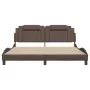 Bed frame with LED lights in brown synthetic leather 180x200 cm by , Beds and slatted bases - Ref: Foro24-3214038, Price: 244...