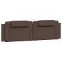 Bed frame with LED lights in brown synthetic leather 180x200 cm by , Beds and slatted bases - Ref: Foro24-3214038, Price: 244...