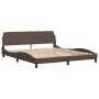 Bed frame with LED lights in brown synthetic leather 180x200 cm by , Beds and slatted bases - Ref: Foro24-3214038, Price: 244...