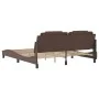 Bed frame with LED lights in brown synthetic leather 180x200 cm by , Beds and slatted bases - Ref: Foro24-3214038, Price: 244...