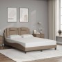 Bettgestell mit LED-Beleuchtung aus synthetischem Capuccino-Leder 140x190 cm von , Betten und Lattenroste - Ref: Foro24-32140...