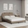 Bettgestell mit LED-Beleuchtung aus synthetischem Capuccino-Leder 140x190 cm von , Betten und Lattenroste - Ref: Foro24-32140...