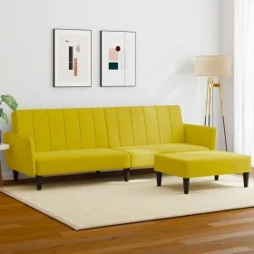 2-seater sofa bed with yellow velvet ottoman by , Sofas - Ref: Foro24-3216254, Price: 311,35 €, Discount: %
