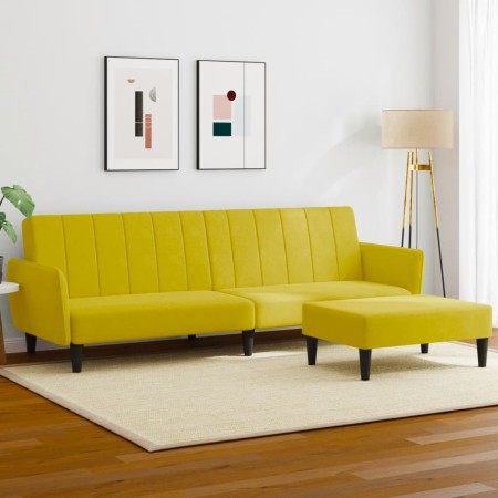 2-seater sofa bed with yellow velvet ottoman by , Sofas - Ref: Foro24-3216254, Price: 317,67 €, Discount: %